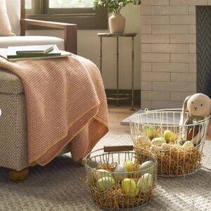 Hearth &‎ Hand with Magnolia Cozy Stitch Blush/Yellow Throw Blanket NEW WITH TAG